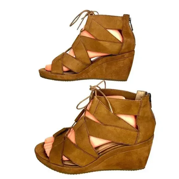 EILEEN FISHER Dibs 3 Inch Wedge Sandal in Tan Women's Size 9.5 - Picture 5 of 11